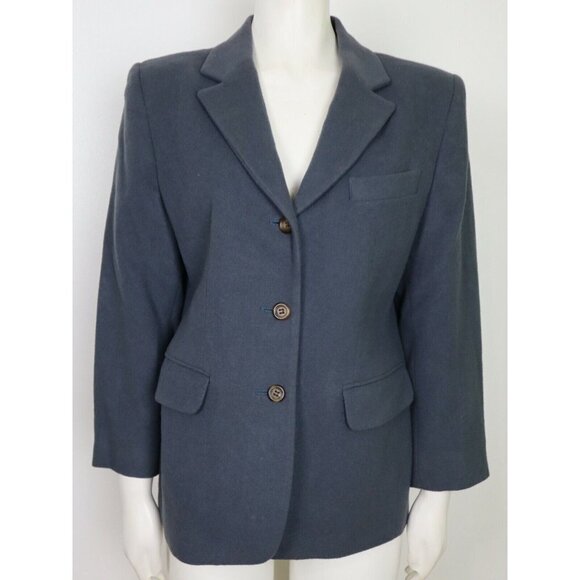 VINTAGE L.L. BEAN - WOMEN'S GRAY WOOL CASHMERE BLEND BLAZER JACKET - SIZE 10P - Picture 1 of 12